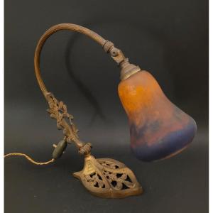 Art Nouveau Lamp - Tulip In Glass Paste And Gilded Bronze - Muller Luneville