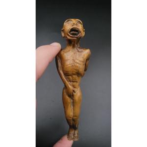 Netsuke - Dying Man - Wood - Japan - Edo Period 