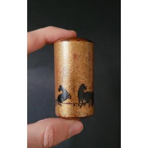 Tonkotsu - Galloping Horses - Gilded Lacquer - Japan - Sagemono - 19th Century