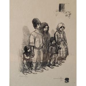 Théophile Alexandre Steinlen (1859-1923) - Serbian Children - Numbered Lithograph - Signed