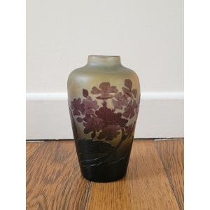 Gallé Baluster Vase - Hydrangea Flower Decoration - Signed