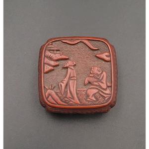 Manju Netsuke - Chinese Scholar's Table - Tsuishu Lacquer - 19th Century