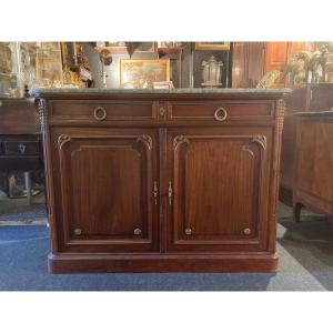 Buffet - Mahogany And Green Marble - Late Nineteenth Century