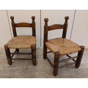 Pair Of Chairs - Brutalist - Dlg By Charles Dudouyt - C. 1940.