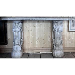Console In Reconstituted Stone-louis XV Style-circa 1970