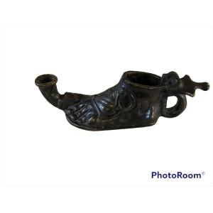 Oil Lamp In Patinated Bronze - Souvenir Of The Grand Tour - Early XIXth Century