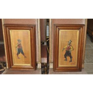 Pair Of Oil Paintings On Wood Panel Portrait Of A Musketeer Signed G. Appert (georges 
