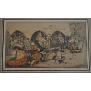 Armand Coussens, Hôtel De La Belle Provençale, Antique Colour Etching, 1921