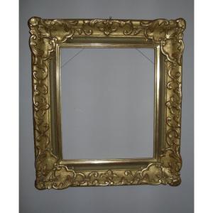 Antique Carved And Gilded Wooden Frame In The Louis XIV - Louis XV Style, Mid-20th Century