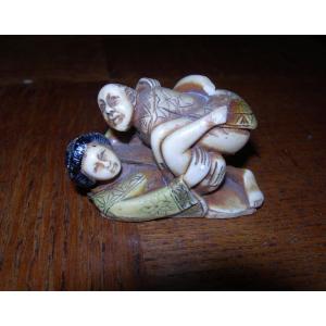 Erotic Polychrome Ivory Nétsuké Japan, Late 19th Or Early 20th Century Curiosity Item