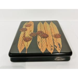 Japanese Lacquered Box Suzuribako Chestnuts - Japan