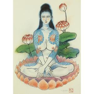 Japanese Print Of A Tattooed Woman By Bonten Tarô - Japan