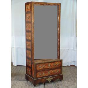 Small Marquetry Storage Cabinet With Drawers