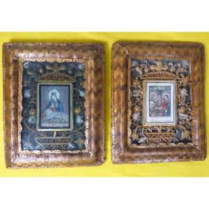 Reliquary Paperolles Straw Marquetry Frames 18th