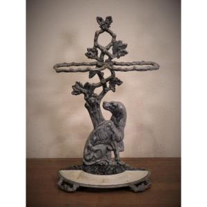 Enameled Cast Iron Dog Umbrella Stand Early 20th Century