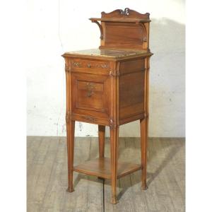 Art Nouveau Walnut Bedside Table With Mistletoe Serving Table Small Entrance Furniture