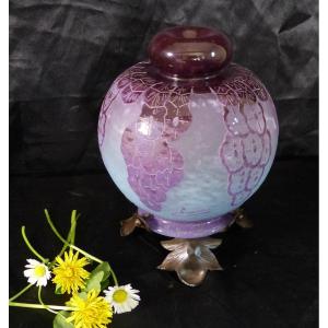 Charles Schneider Charder Le Verre French Art Deco Night Light Lavender Incense Burner