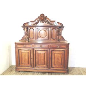 Rare Saint Hubert 3 Doors In Walnut Sideboard Buffet Credenza Louis Philippe