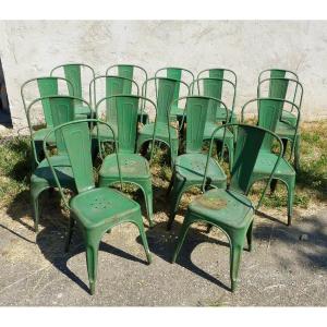 Series Of 16 Tolix Metallic Chairs