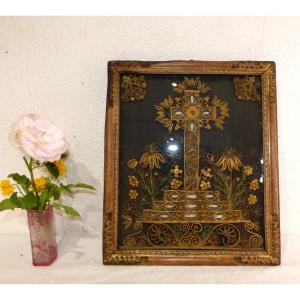 Large Paperolles Reliquary 18th 37 X 31 Cm