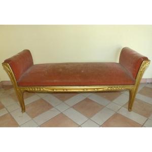 Majorelle Nancy Rare Sofa Bench In Golden Wood Hawthorn Art Nouveau