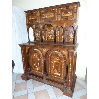 Dressoir Nineteenth And Ivory Inlaid Medieval Setting