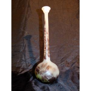 Gallé Soliflore Vase 32 Cm Trumpet Neck Art Nouveau Prunus Decor