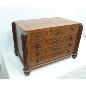 Housewife Box Small Art Deco Magnifying Glass Commode