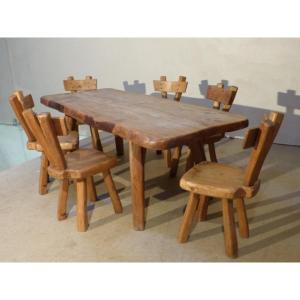 Henri Bataille Large Table In Ash And Oregon Pine Top 201 X 85 Cm Brutalist