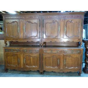 Large Lorrain Oak Sideboard With 8 Doors Two Cellar Bodies Inlays Plum Tree Château