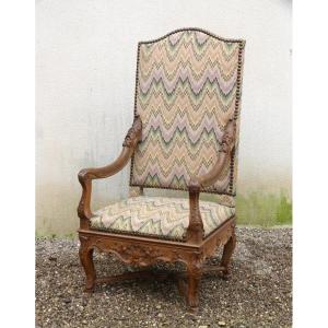 Regency Style State Armchair In Walnut 19th Century Château