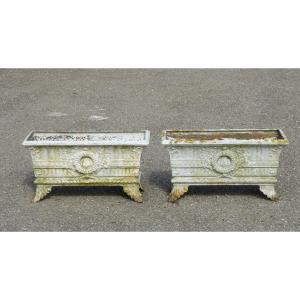 Pair Of Large 19th Century Cast Iron Planters