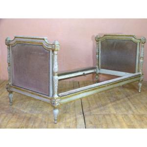 Louis XVI Period Bench Daybed In Lacquered And Gilded Wood