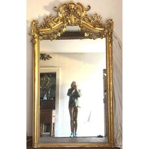 Very Large Golden Mirror Napoleon III 208 X 128 Cm