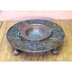 Renaissance Brazier In Walnut And Copper 