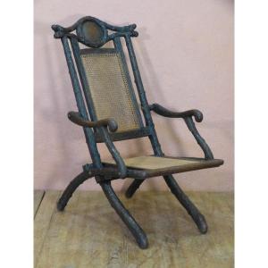 Foldable Armchair From The Black Forest Trompe l'Oeil From Tree Branches And Canage 19th