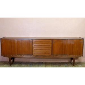 Johaness Andersen 60s Scandinavian Teak Sideboard With Sliding Doors