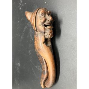 Black Forest Wooden Nutcracker Grotesque Head 19th Century