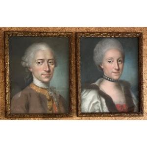 Pair Of 18th Century Pastels Prince Princess Custine Lorraine Stanislas