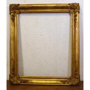 Large 19th Century Gilded Wooden Frame For 57 X 68.5 Cm Chassis