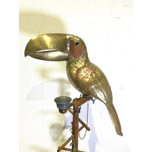 Sergio Bustamante Copper Toucan On Display Stand 