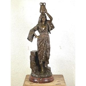 Gaston Leroux Bronze Orientalist Water Carrier Or Young Arab Girl 