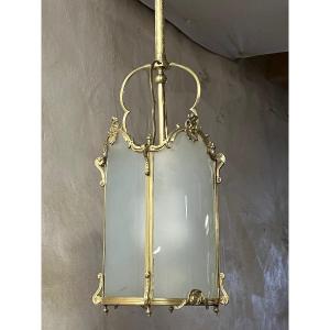 Louis XV Style Bronze And Frosted Glass Entrance Lantern