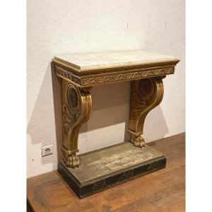 Empire Console Suède Gilded Wood 19th Century 