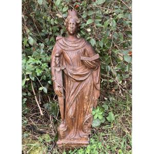 Saint Catherine Of Alexandria Sculpture In The Round Crepe Oak Martyr Wheel Sword