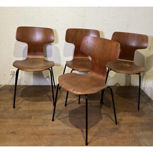Fritz Hansen Set Of 4 Hammer Chairs Scandinavian Denmark
