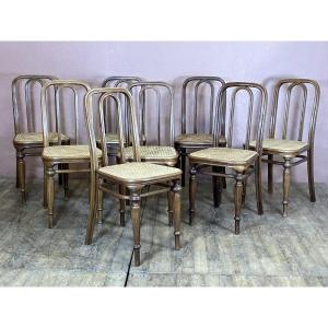 Thonet Set Of 8 Bistrot Café Bentwood Chairs With Canework 