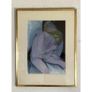Camille Hilaire Watercolor Drawing The Embrace