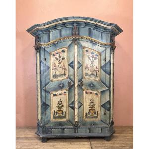 Small Polychrome Fir Cabinet 180 Cm 18th Century Tyrol Switzerland Germany Bavaria Sweden