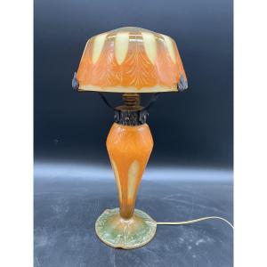 Schneider Art Deco Mushroom Lamp Charder Le Verre Français 